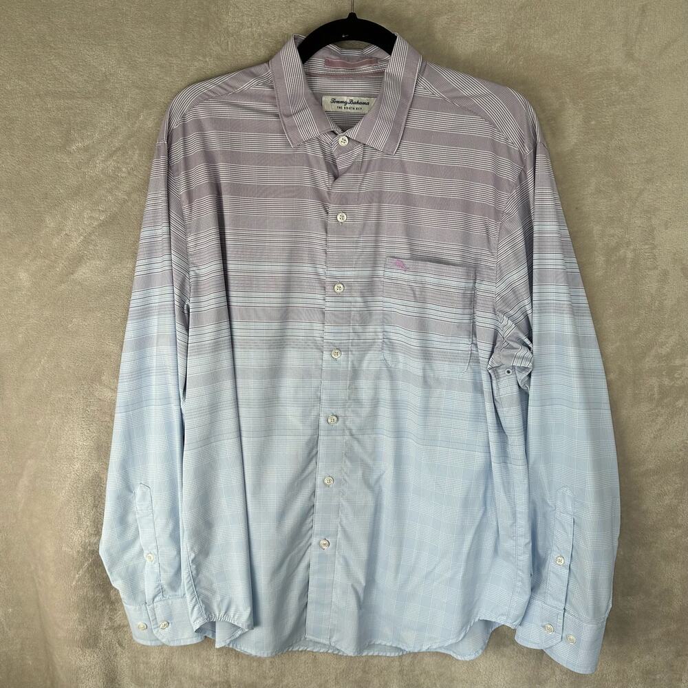 Tommy Bahama Shirt Mens Medium Purple Blue Hombre The Siesta Key Button Down